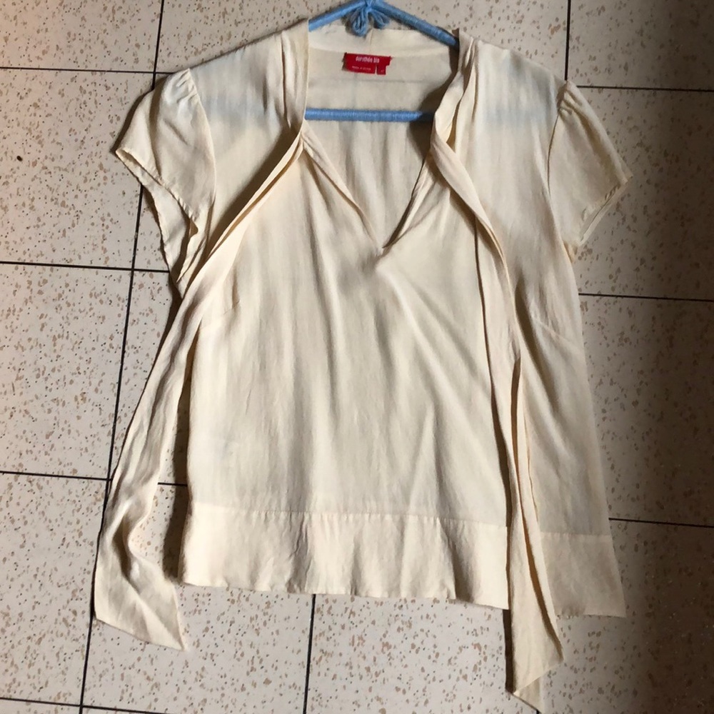 brush silk 100% cream/white blouse